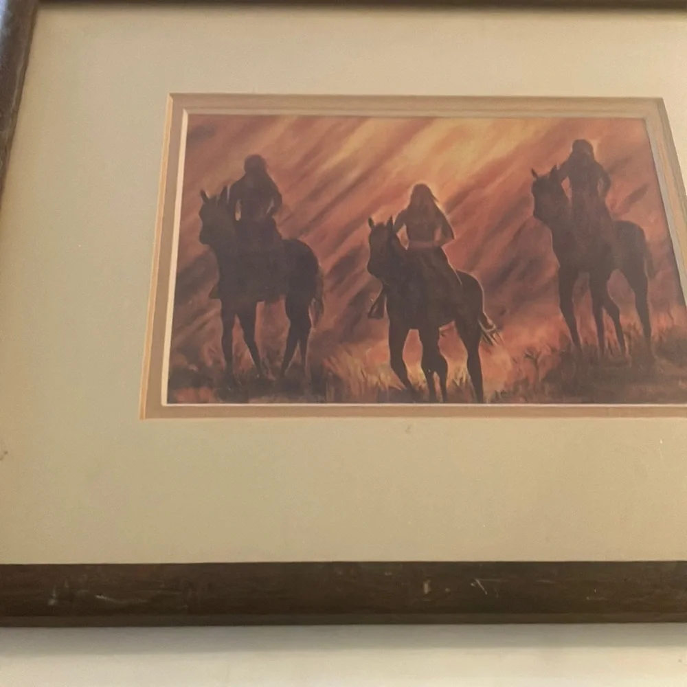 Framed Art Print with Horse Riders